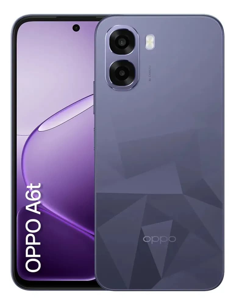 Smartphone Oppo A6t 128gb 12gb RAM 4gb 8gb Virtual RAM Bateria Gigante de 6500mah Processador Snapdragon Tela 120hz Ai Câmera Ip64 Violeta