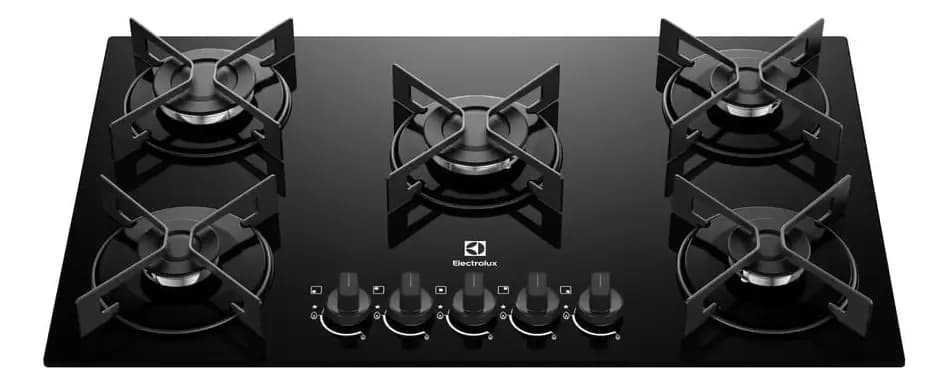 Cooktop 5 Bocas A Gas Electrolux Mesa de Vidro Efficient Grade de Aco Fosco Ke5gr Bivolt