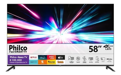 Smart TV Philco 58 P58vik 4k Uhd LED Roku Dolby Audio Wi Fi Hdr10 110220v