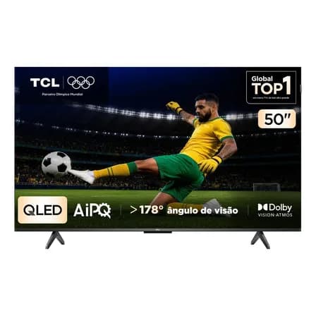 Smart TV Tcl 50 Polegadas QLED 4k P7k Wifi Bluetooth Google TV Hdr10 Dolby Atmos Dolby Vision 50p7k