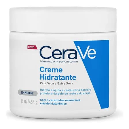 Creme Hidratante Corporal e Facial Para Pele Seca A Extra Seca Sem Perfume 454g Cerave